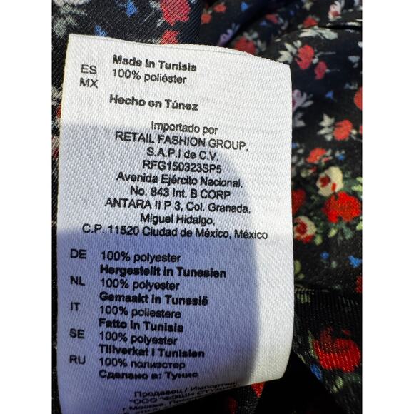 Sandro Paris Emmanuela Floral-print Satin Midi Dress In Black Red Sz 38/US 6 - Picture 5 of 6